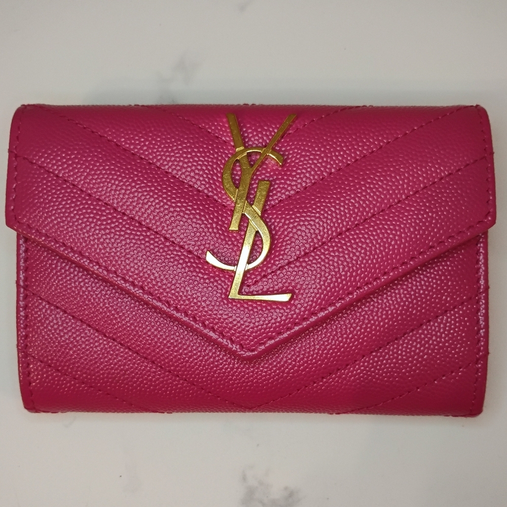 YSL Compact Wallet - Pink Yves Saint Laurent Leather w/GHW